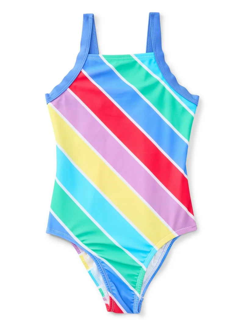 Wonder Nation Girls One Piece Swimsuit with UPF 50+, Sizes 4-18 & Plus | Walmart (US)