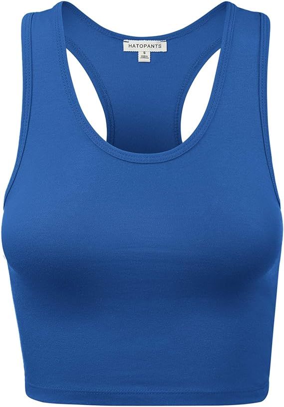 HATOPANTS Women's Cotton Racerback Basic Crop Tank Tops | Amazon (US)