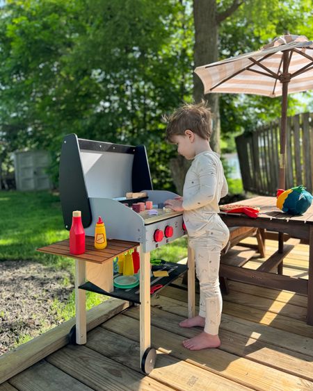 We brought out our little wooden grill for Ollie to play with bc he wanted to be just like dad — he’s actually played with it more out here than he has the last year being in the playroom!🙈 on sale for $50 off!! 

Hape wooden grill, Walmart toys, toddler favorites, toddler finds, toddler play grill, wooden play grill 

#LTKfindsunder100 #LTKSeasonal #LTKkids
