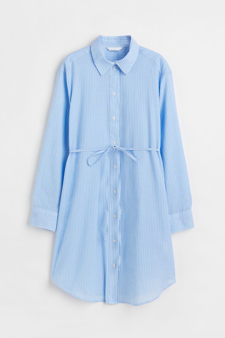 H & M - MAMA Cotton Shirt Dress - Blue | H&M (US + CA)