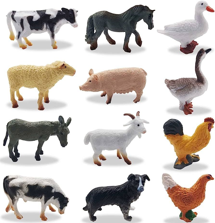 BLMHTWO 12 Pieces Small Farm Animals, Farm Animals Little People Animals with 12 Different Patter... | Amazon (US)