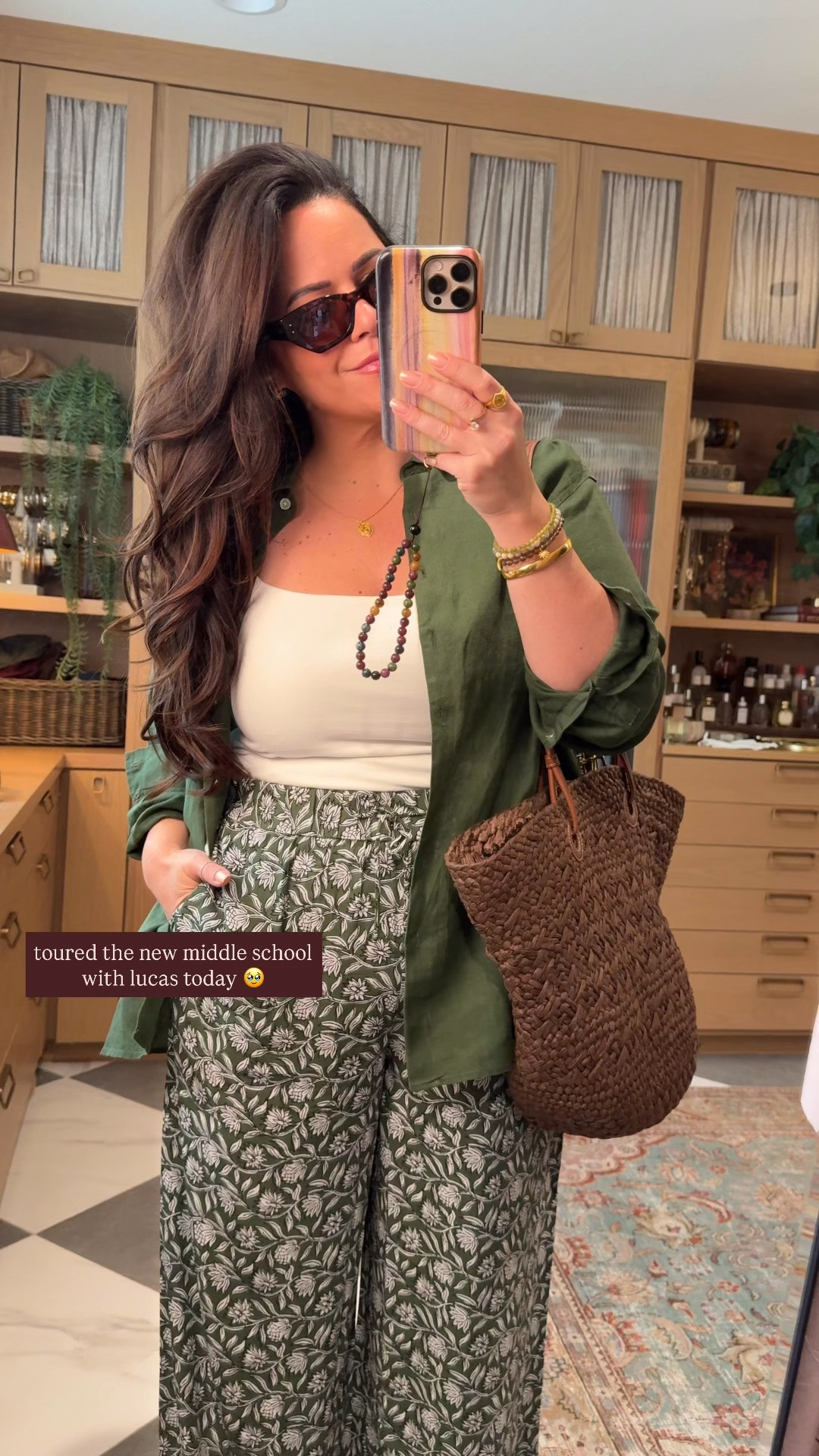 midsize outfit details 
linen green top size large on sale! 
these pants are mostly sold out linking similar vibes and options wearing a large 

the comfy kitten heel thing sandals i’ve had for two years now tts 

casual outfit for parent teacher school function. teacher outfit

#LTKSeasonal #LTKOver40 #LTKootd