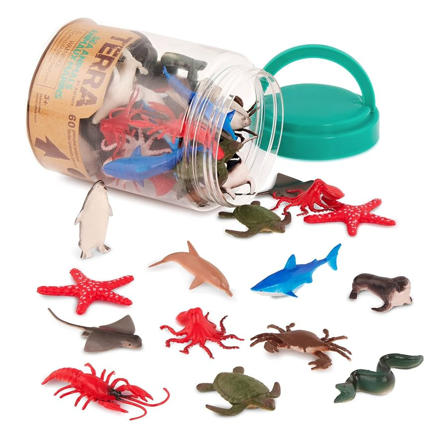 Terra by Battat – 60 Pieces Ocean Animal Figurines – Realistic Mini Sea Animal Toys – Shark... | Amazon (US)