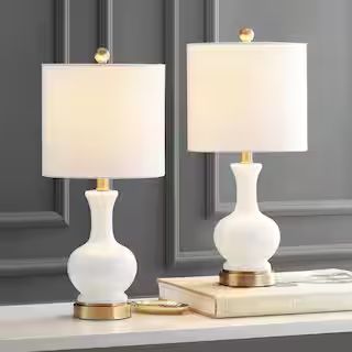 JONATHAN Y Cox 22 in. White Glass/Metal LED Table Lamp (Set of 2) JYL4033A-SET2 - The Home Depot | The Home Depot