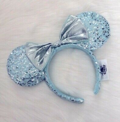 NEW Disney Parks Teal Frozen Arendelle Aqua Minnie Mouse Ears Sequin Headband | eBay US