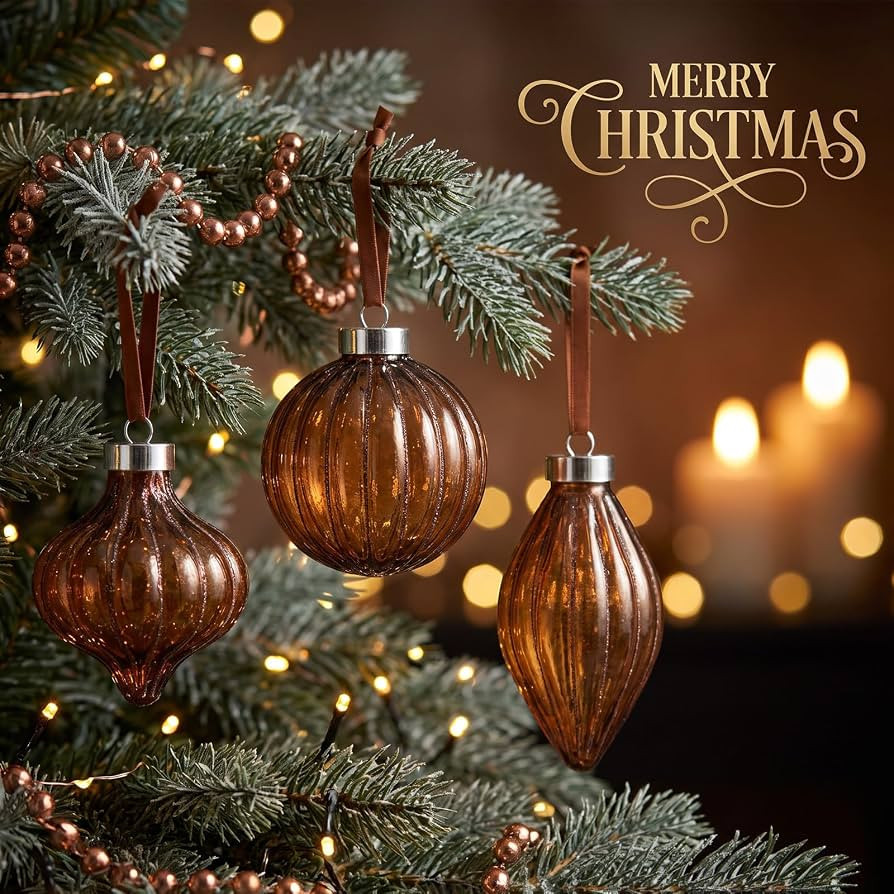 Civaner 9 Pcs Vintage Neutral Christmas Ball Ornaments, Brown | Amazon (US)