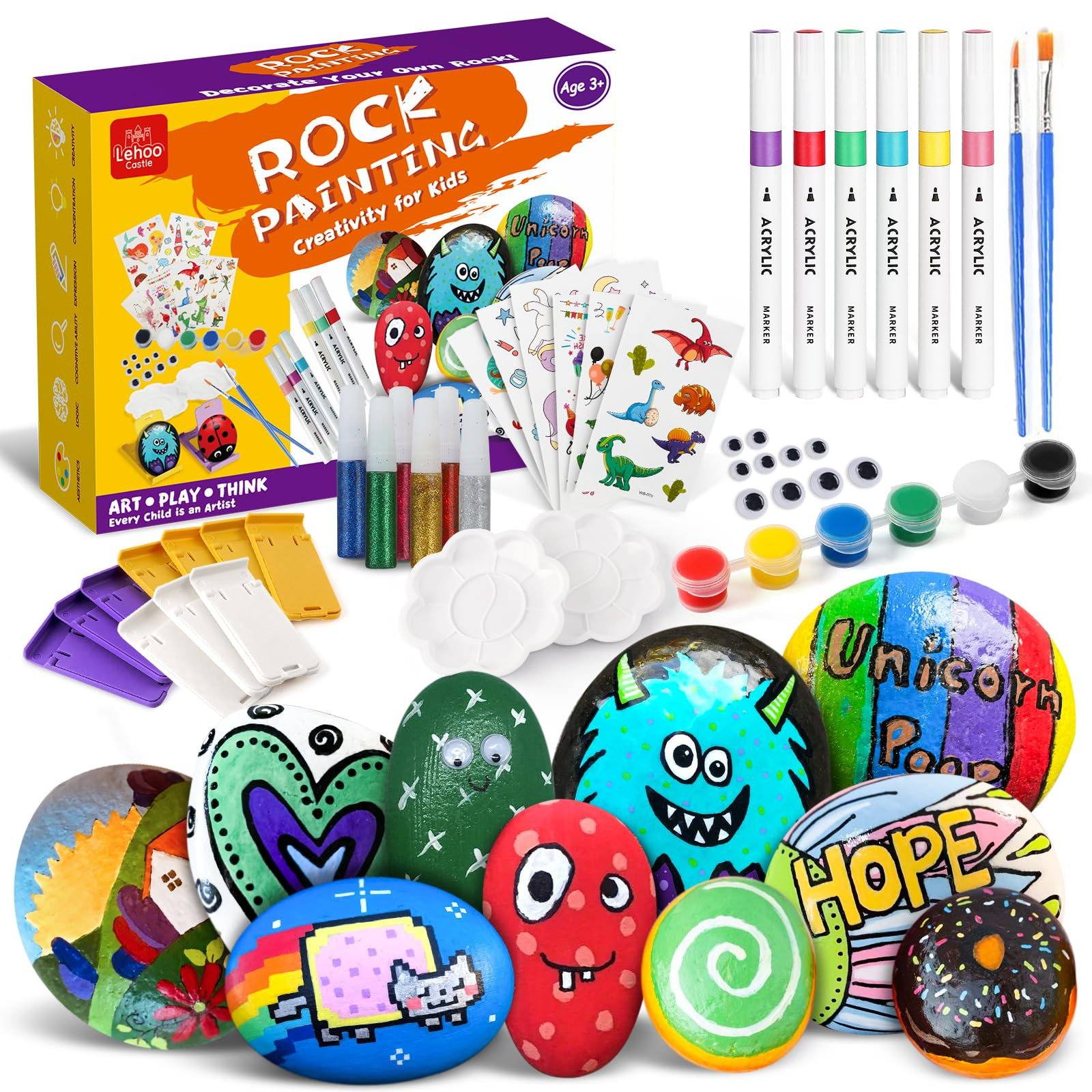 Lehoo Castle Rock Painting Kit, Art and Craft for Kids, Rock Painting Craft Kit for Kids, DIY Roc... | Amazon (UK)