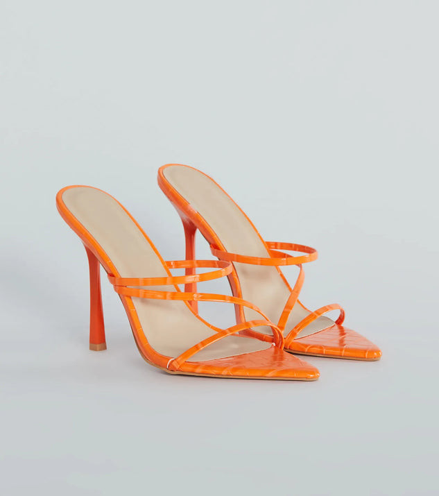 Amp It Up Croc Faux Leather Stiletto Mules | Windsor Stores