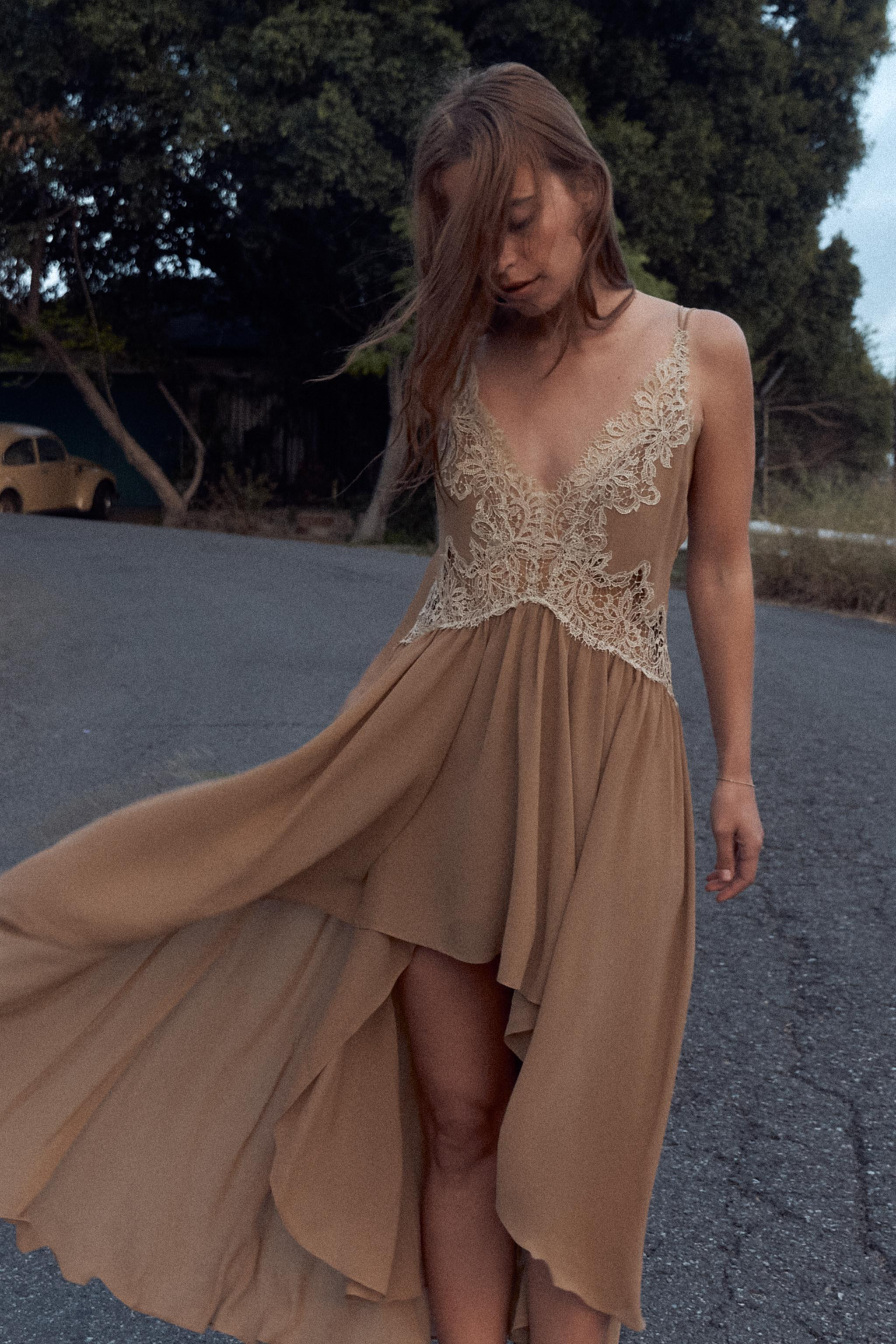 ASYMMETRIC DRESS WITH LACE RUFFLES | Zara UK