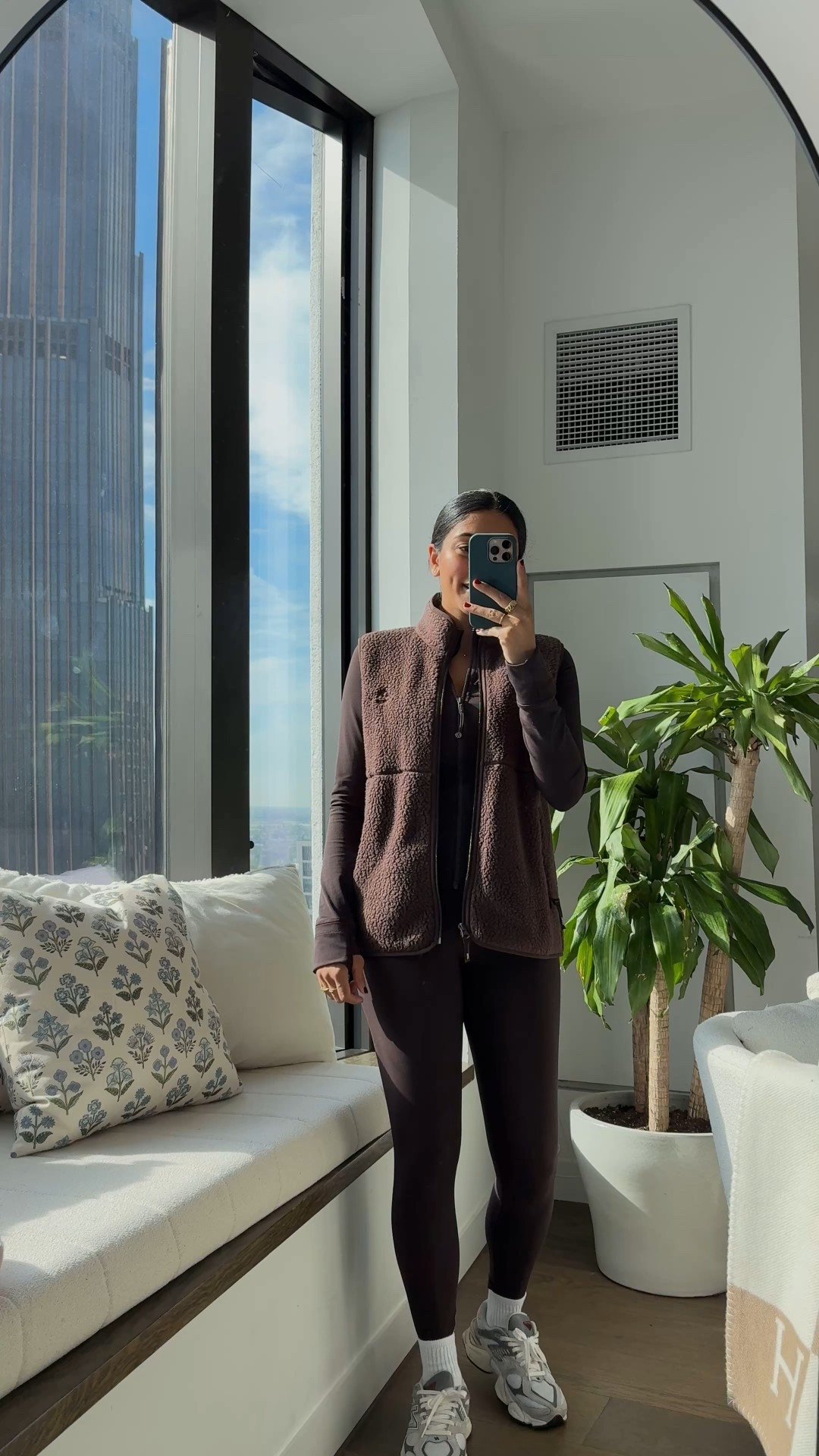 Fall Walk outfit 
Sizing details: 
Size 4 Align leggings
Size 6 Define Jacket 
Size 6 Like A Cloud D/DD Bra 
Size small Polartec Fleece 