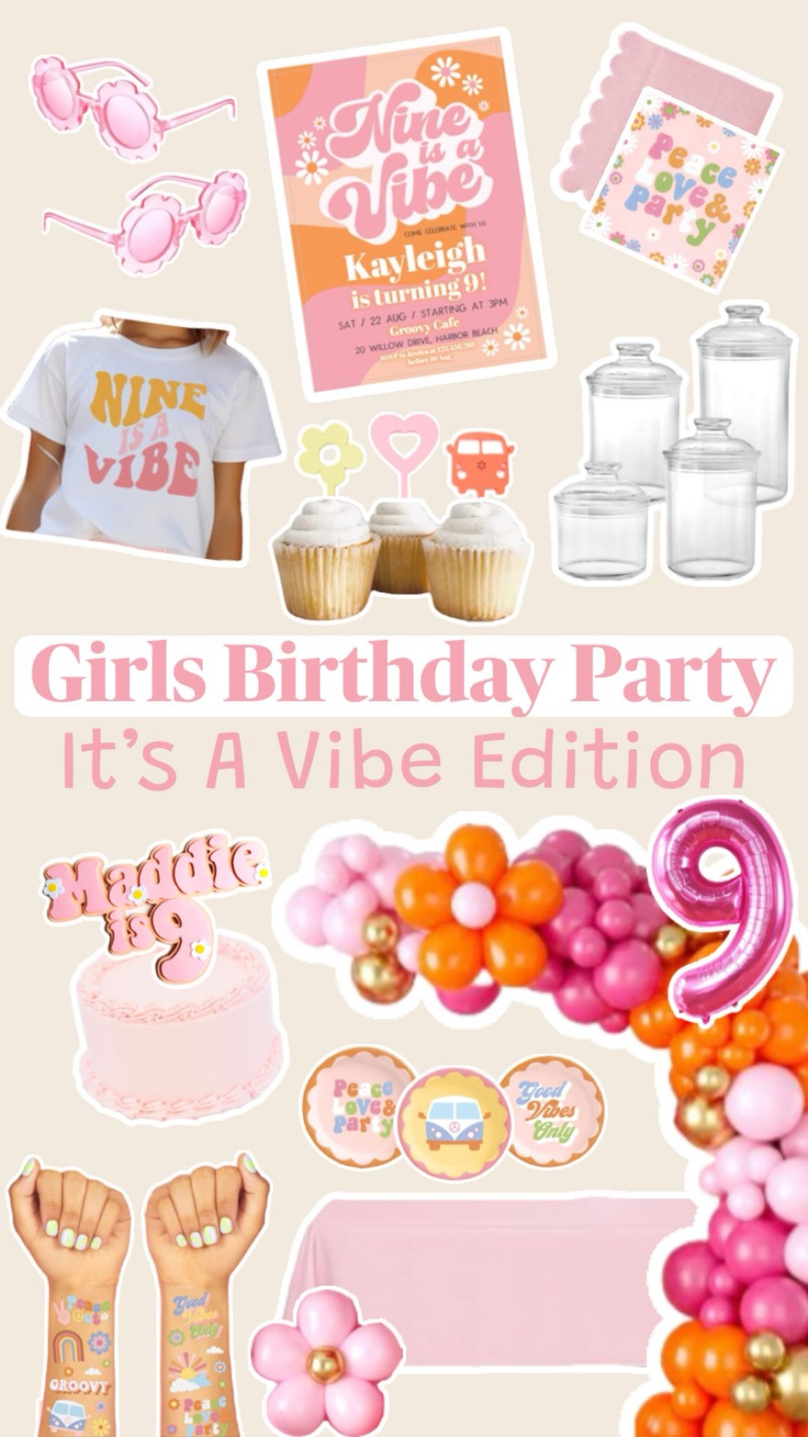 Nine is a Vibe Birthday Party! 🩷🧡(Easily changeable to a different age)  #ninthbirthday #preppybirthday #nineisavibe #girlsbirthdaypartythemes #groovybirthday #preppygirlbirthday

#LTKfamily #LTKparties #LTKkids