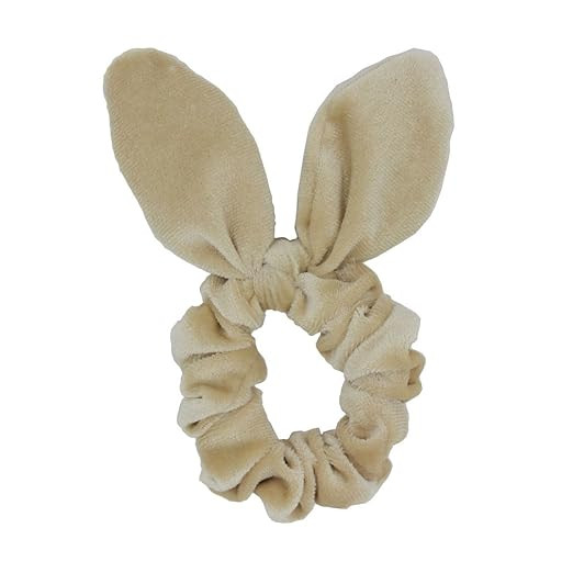 Set of 2 Bunny Ear Bow Bowknot Ponytail Holder Hair Tie Band Hair Scrunchies (Beige) | Amazon (US)