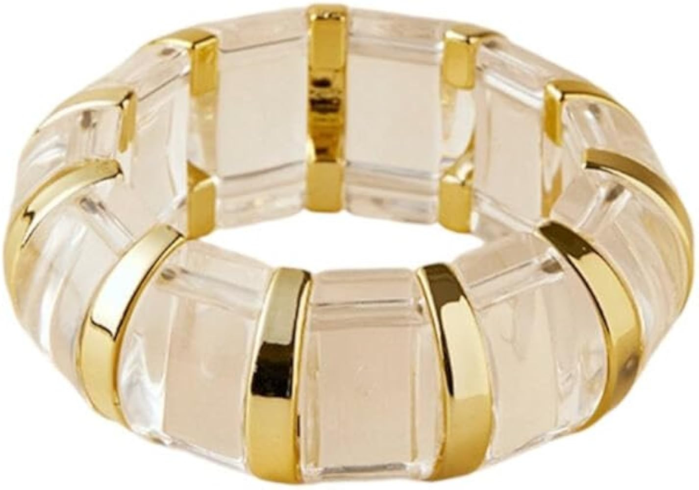 Acrylic Chunky Geometric Bangle for Women Resin Wide Square Stretch Bracelet Vintage Wide Wristba... | Amazon (US)
