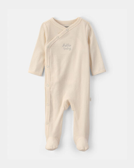 Baby Hello Baby' Cotton Sleep & Play Pajamas - Ivory | Carter's | Carter's Inc