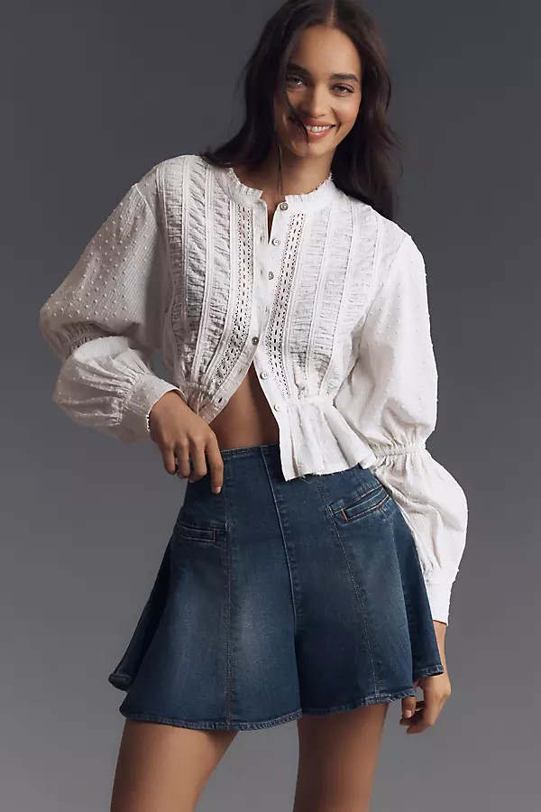 Corset Flare Denim Shorts | Anthropologie (US)