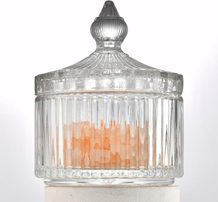 Crystal Glass Salt Cellar with Lid \u2013 7oz Clear Salt Box Salt and Pepper bowls, Salt Containe... | Amazon (US)