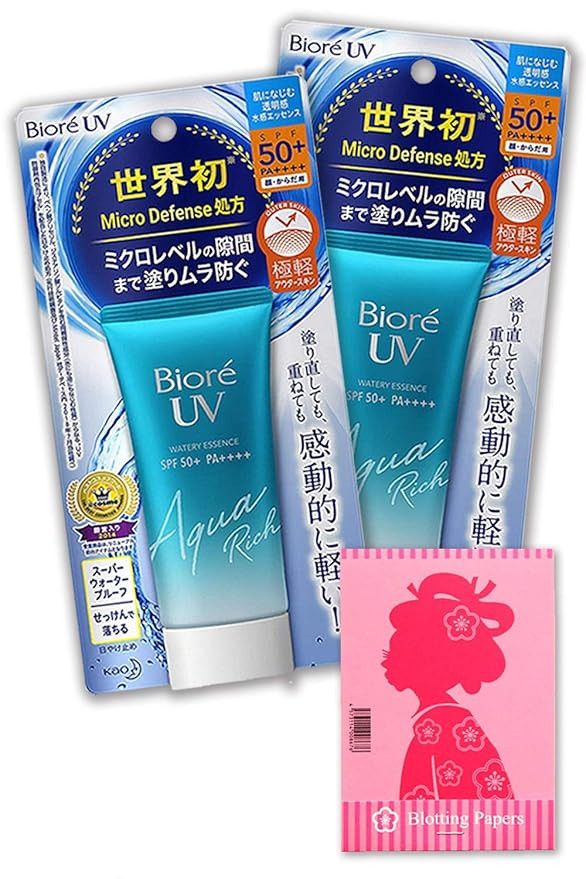 Biore UV Aqua Rich Watery Essence Sunscreen, 2 Pack (1.7 Fl. Oz. / 50g) - SPF 50+, PA++++ UVA/UVB... | Amazon (US)