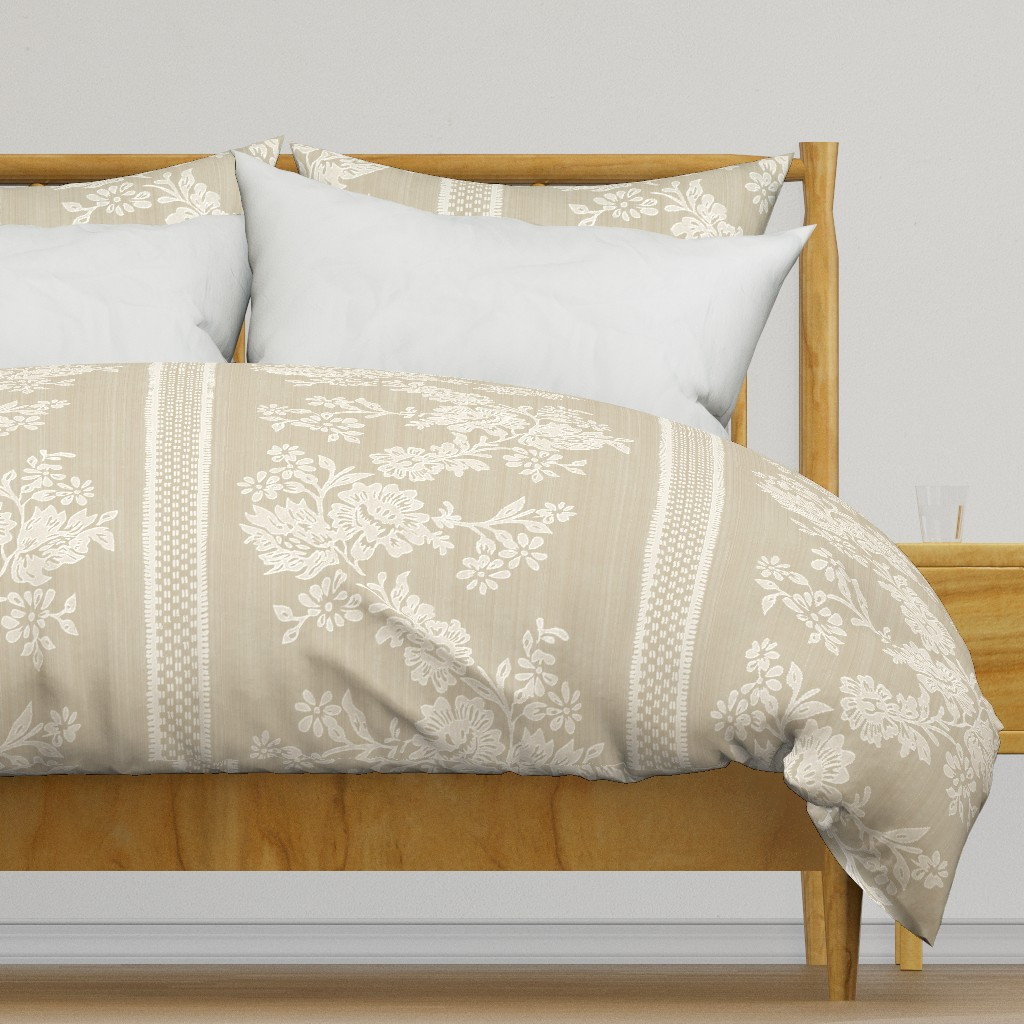 REVERSE Historic Garland Press BENNINGTON GRAY ON CREAM Duvet Cover | Spoonflower | Spoonflower