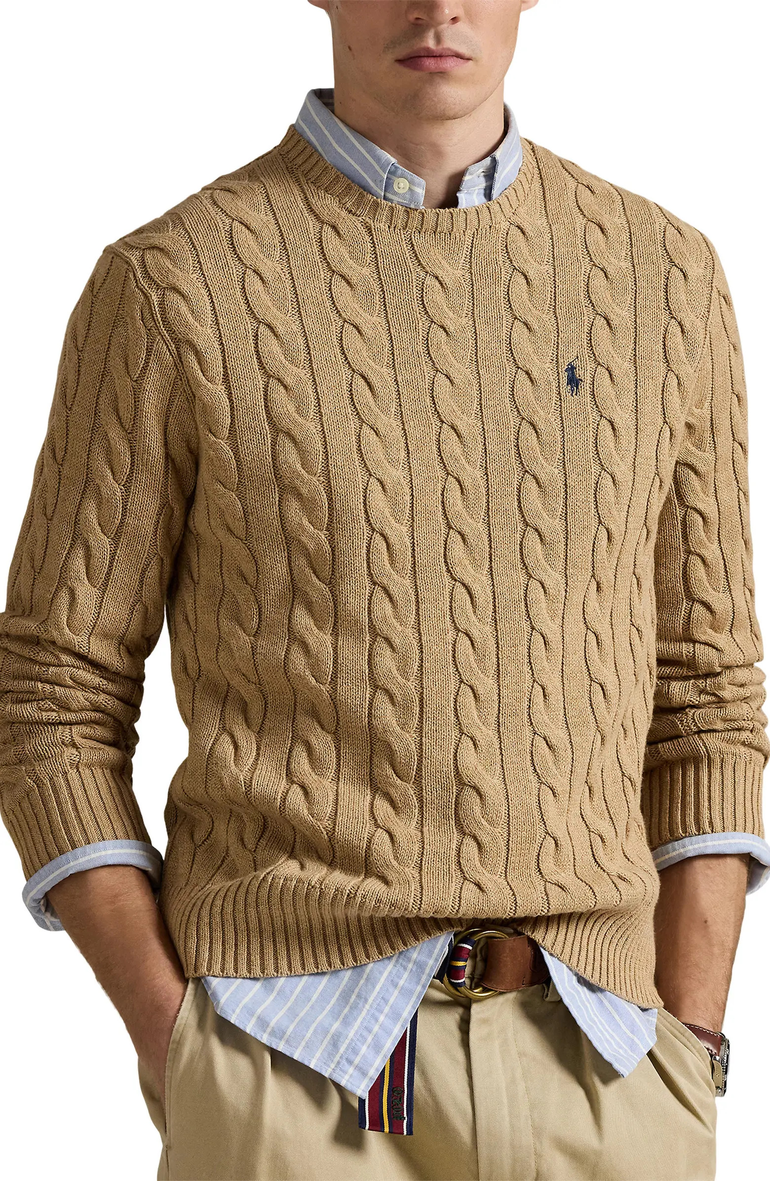 Cable Knit Cotton Crewneck Sweater | Nordstrom
