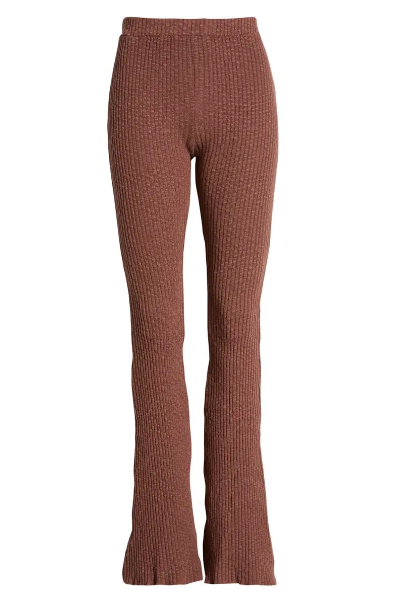 High Rise Rib Knit Flare Pants | Nordstrom