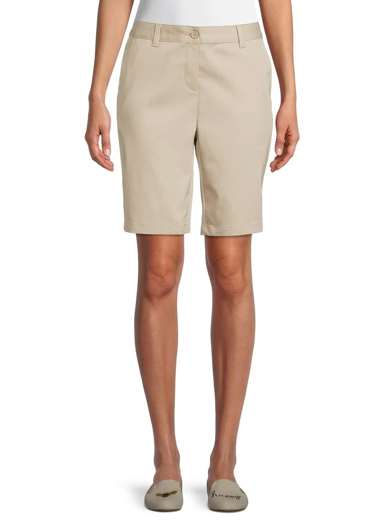 Wonder Nation Juniors School Uniform Stretch Twill Bermuda Shorts, Sizes 3-15 - Walmart.com | Walmart (US)