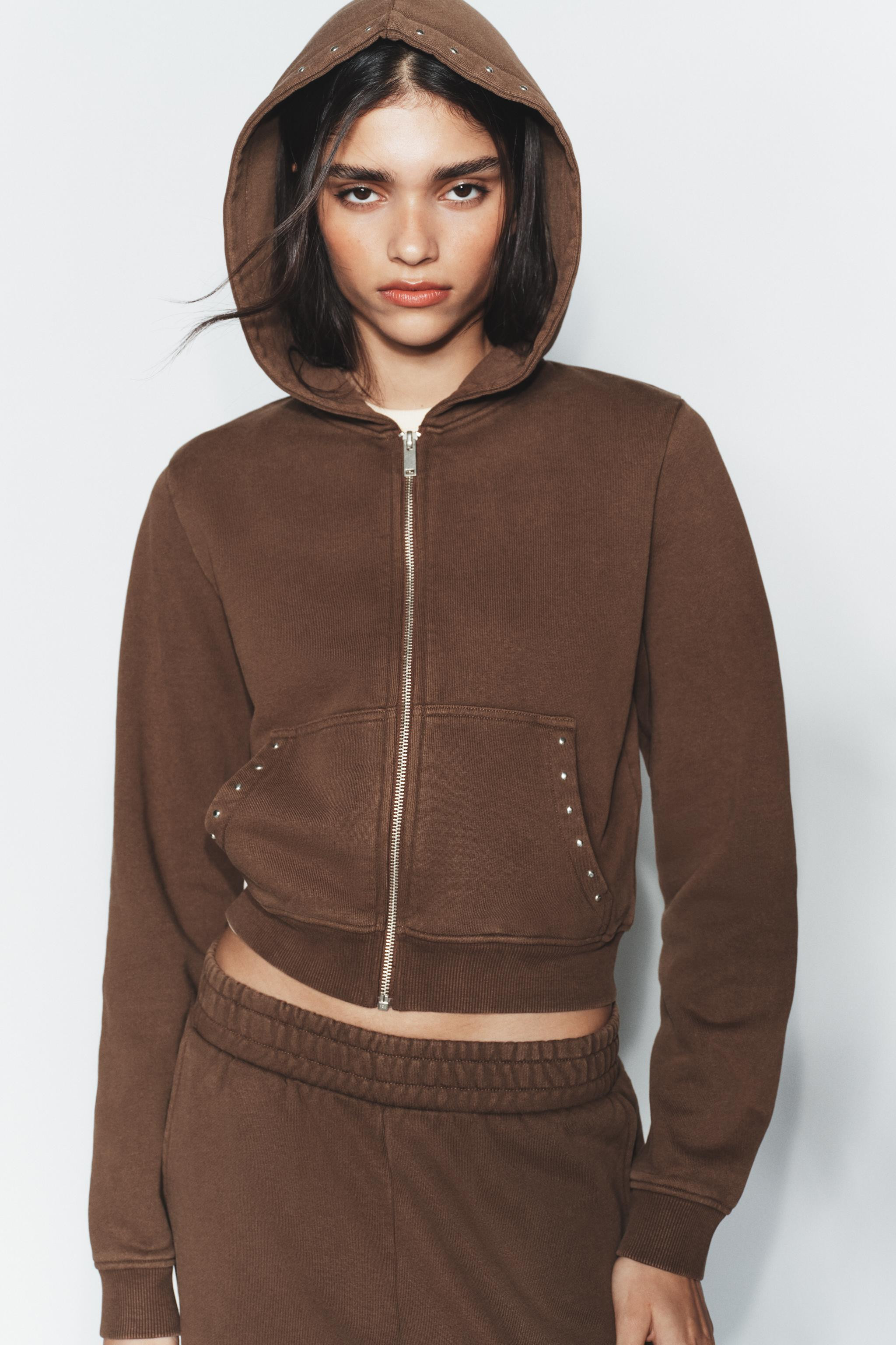 STUDDED HOODIE SWEATSHIRT | Zara US