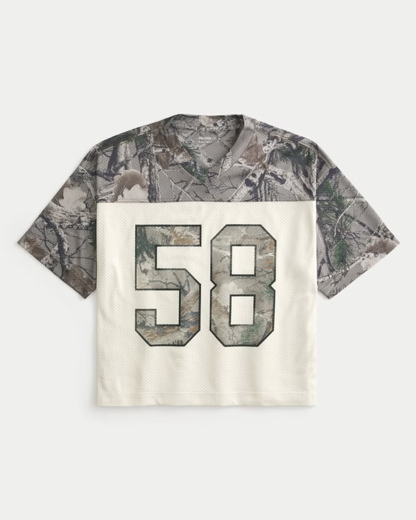 Men's Boxy Crop Camo Football Jersey | Men's Tops | HollisterCo.com | Hollister (US)