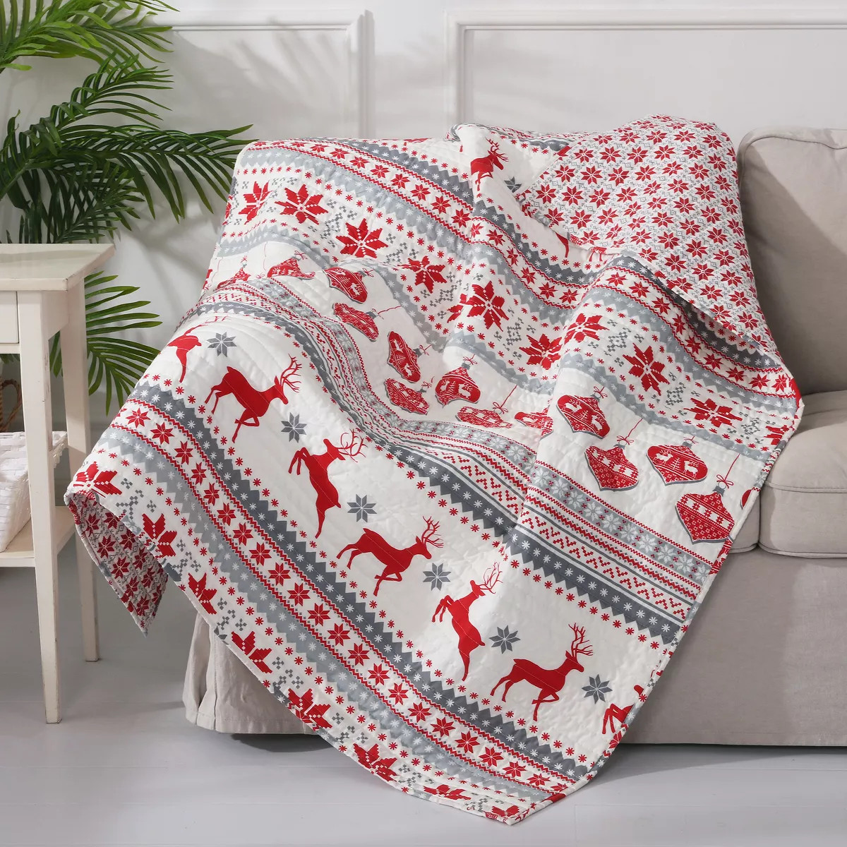 Silent Night Holiday Quilted Throw Multicolor - Levtex Home | Target