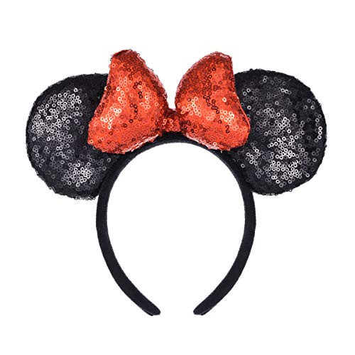 A Miaow 3D Black Mouse Sequin Ears Headband MM Glitter Butterfly Hair Clasp Park Supply Adults Women | Amazon (US)
