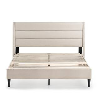 Brookside Amelia Upholstered Cream King Bed with Horizontal Channels BS0006UBDKKPE - The Home De... | The Home Depot