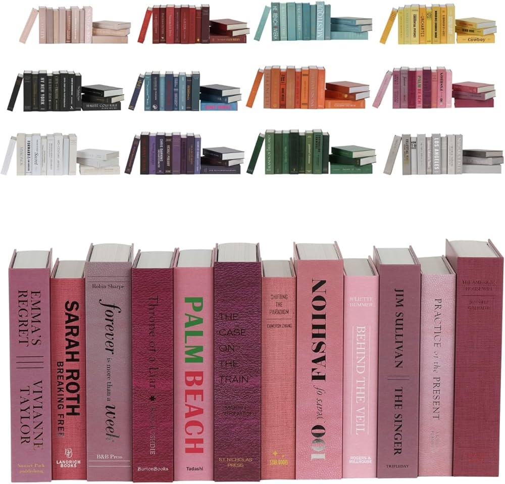 12 Decorative Faux Books, Fake Books for Bookshelf Decor, Fashion Coffee Table Books, Pink Decora... | Amazon (US)