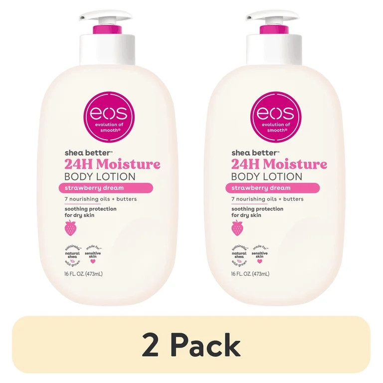 (2 pack) eos Shea Better Body Lotion for Dry Skin, Strawberry Dream, 16 fl oz | Walmart (US)