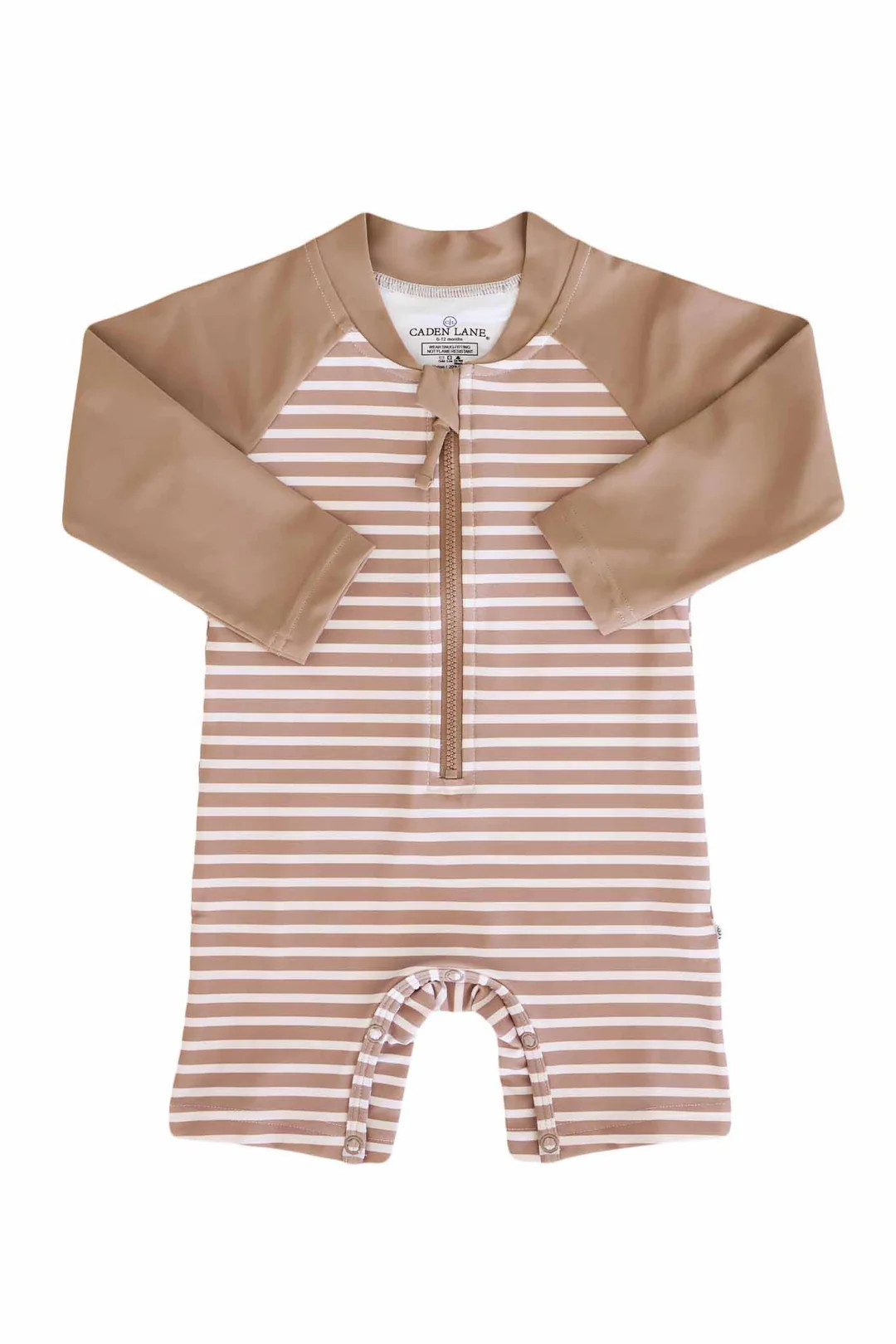 Long Sleeve Rash Guard Swim Romper Shortie | Sandy Stripes | Caden Lane