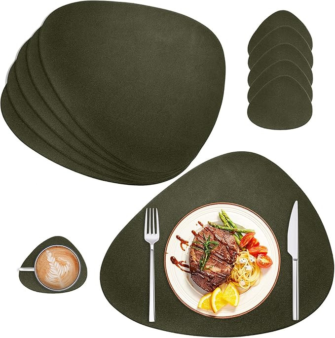 AHHFSMEI Placemats Set of 6 Faux Leather Place mats for Dining Table Heat-Resistant Non-Slip Wash... | Amazon (US)
