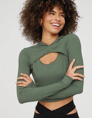 OFFLINE By Aerie Move-It Rib Cut Out Hooded T-Shirt | Aerie