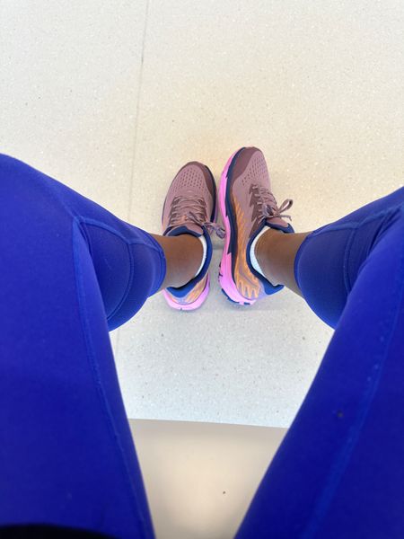 Blue leggings | leggings | athleisure | hoka | running shoes | color shoes 

#LTKfitness #LTKActive #LTKshoecrush