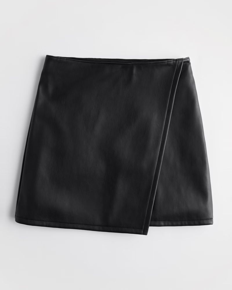 Vegan Leather Wrap Skirt | Hollister (US)