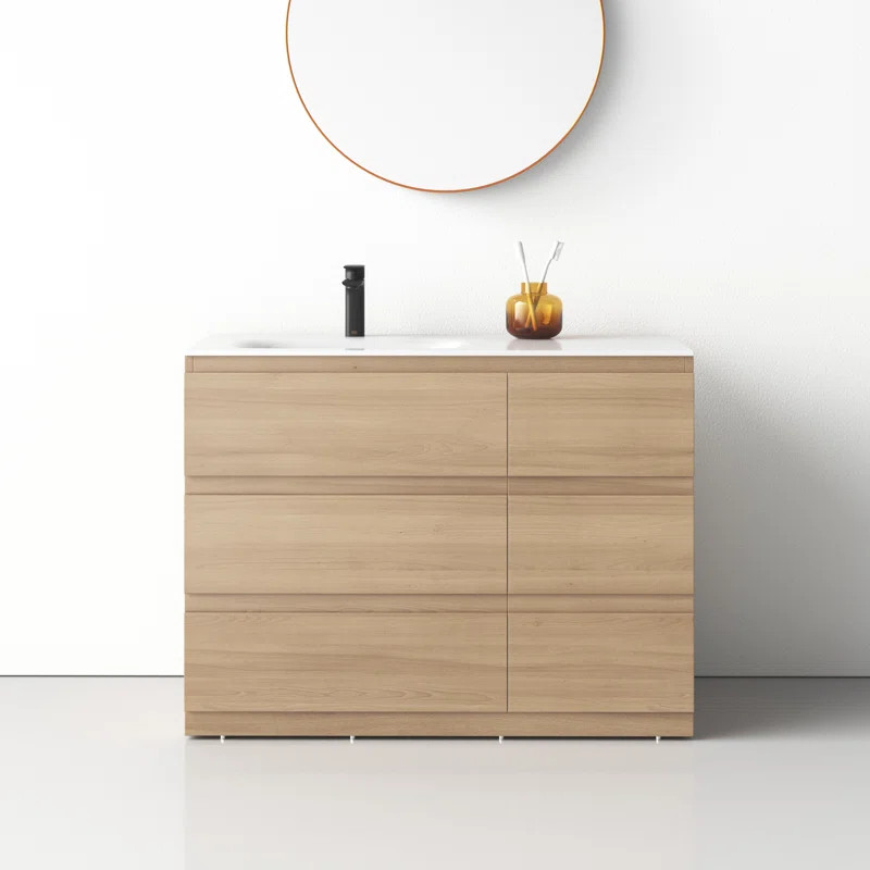 Arla 41.73'' Free-standing Single Bathroom Vanity with Solid Surface Vanity Top | Wayfair North America