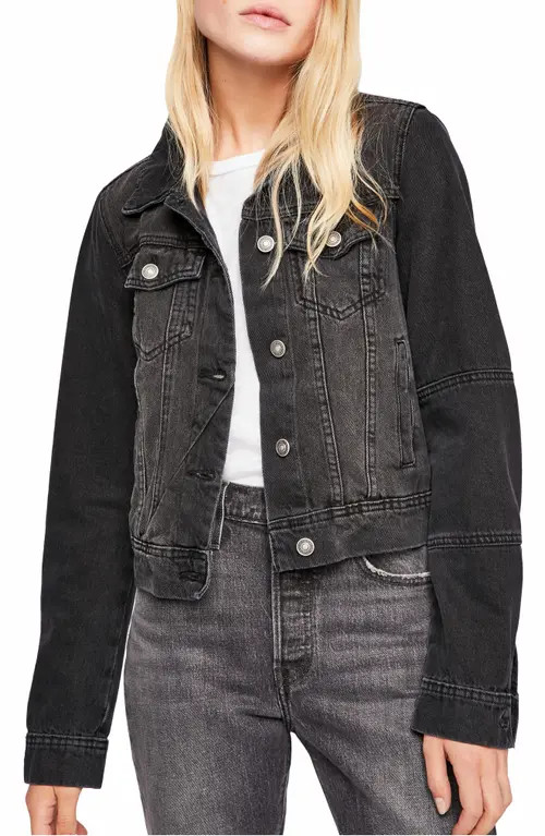 Free People We the Free Rumors Denim Jacket in Black at Nordstrom, Size Large | Nordstrom