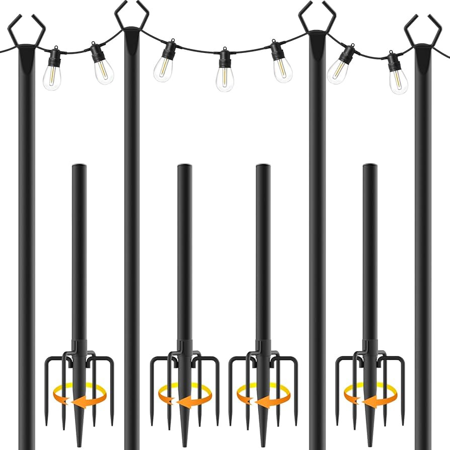 AILBTON 10Ft String Light Poles 4 Pack,Light Poles for Outside Lights,Outdoor with Fence Brackets... | Amazon (US)