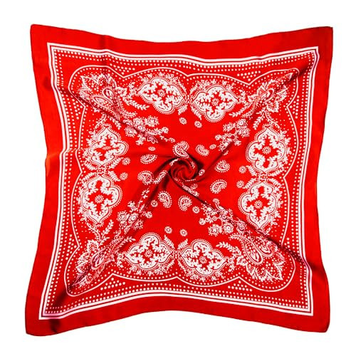DOOBO 1 Pcs 27.5 Inches Silk Head Scarf - Satin Bandana for Women & Girls (Red) | Amazon (US)