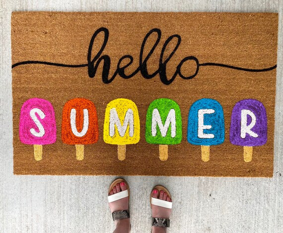 Hello summer doormat  summer doormat  popsicle doormat  | Etsy | Etsy (US)