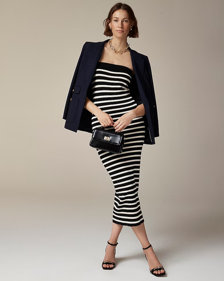Cyan strapless sweater-dress in stripe | J. Crew US