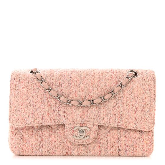 Tweed Quilted Medium Double Flap Pink Multicolor | FASHIONPHILE (US)