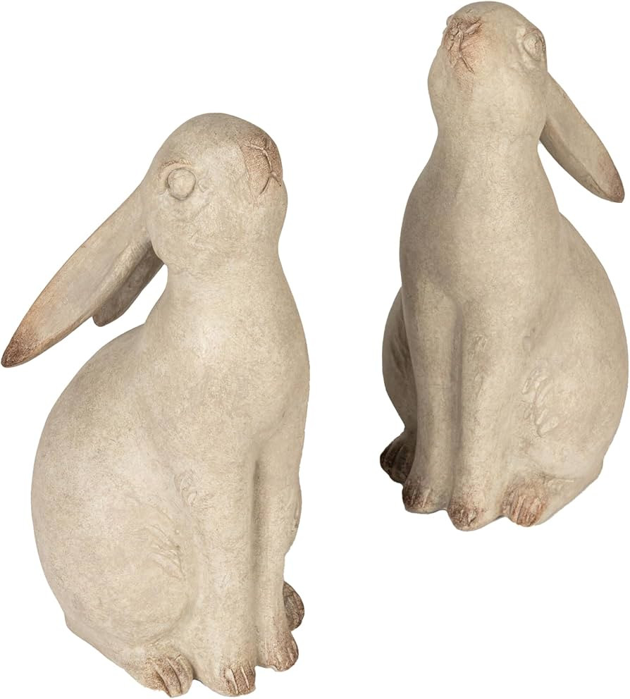 Creative Co-Op Decorative Resin Rabbit Bookends, Grey | Amazon (US)