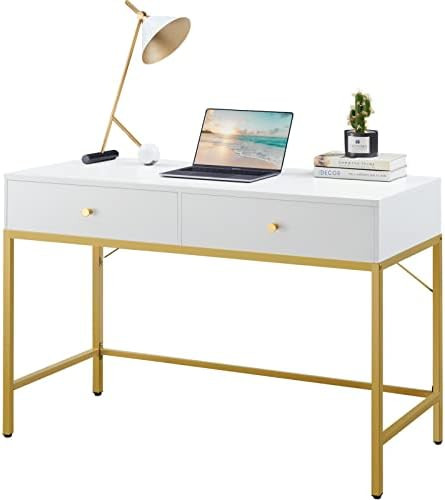 SUPERJARE Vanity Desk with Drawers, 47 inch Computer Desk, Modern Simple Home Office Desks, Makeu... | Amazon (US)