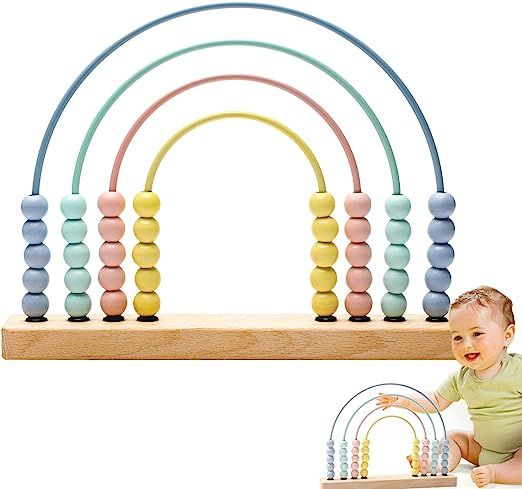 Amazon.com: ibwaae Wooden Rainbow Abacus Beads Counting Toys Kids Early Math Skills Montessori Ed... | Amazon (US)