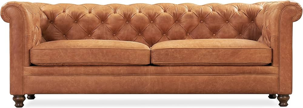 POLY & BARK Lyon Sofa in Full-Grain Pure-Aniline Italian Leather, Cognac Tan | Amazon (US)