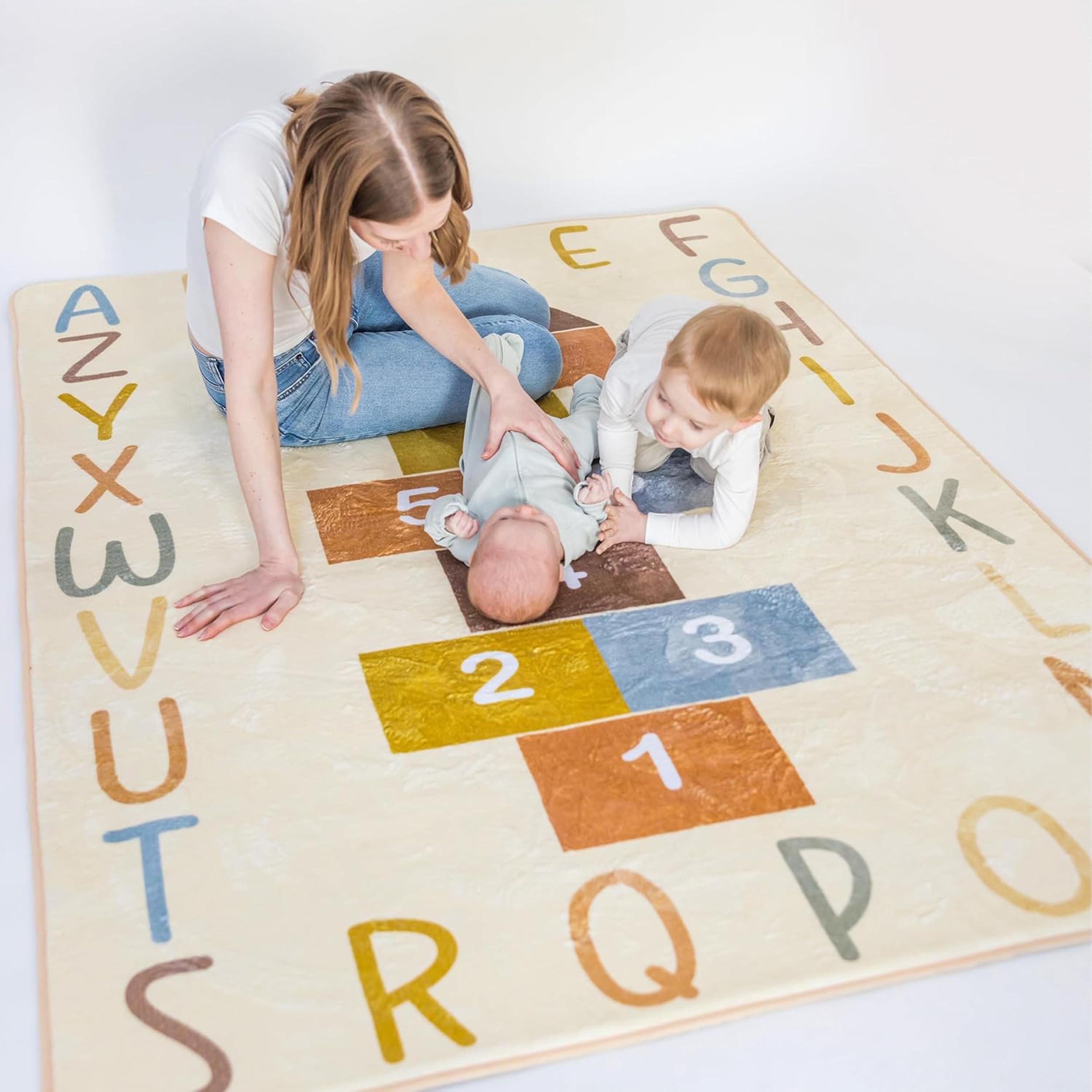 Washable Hopscotch Rug for Kids | Educational ABC & Numbers Carpet for Toddler Playroom or Classr... | Amazon (US)
