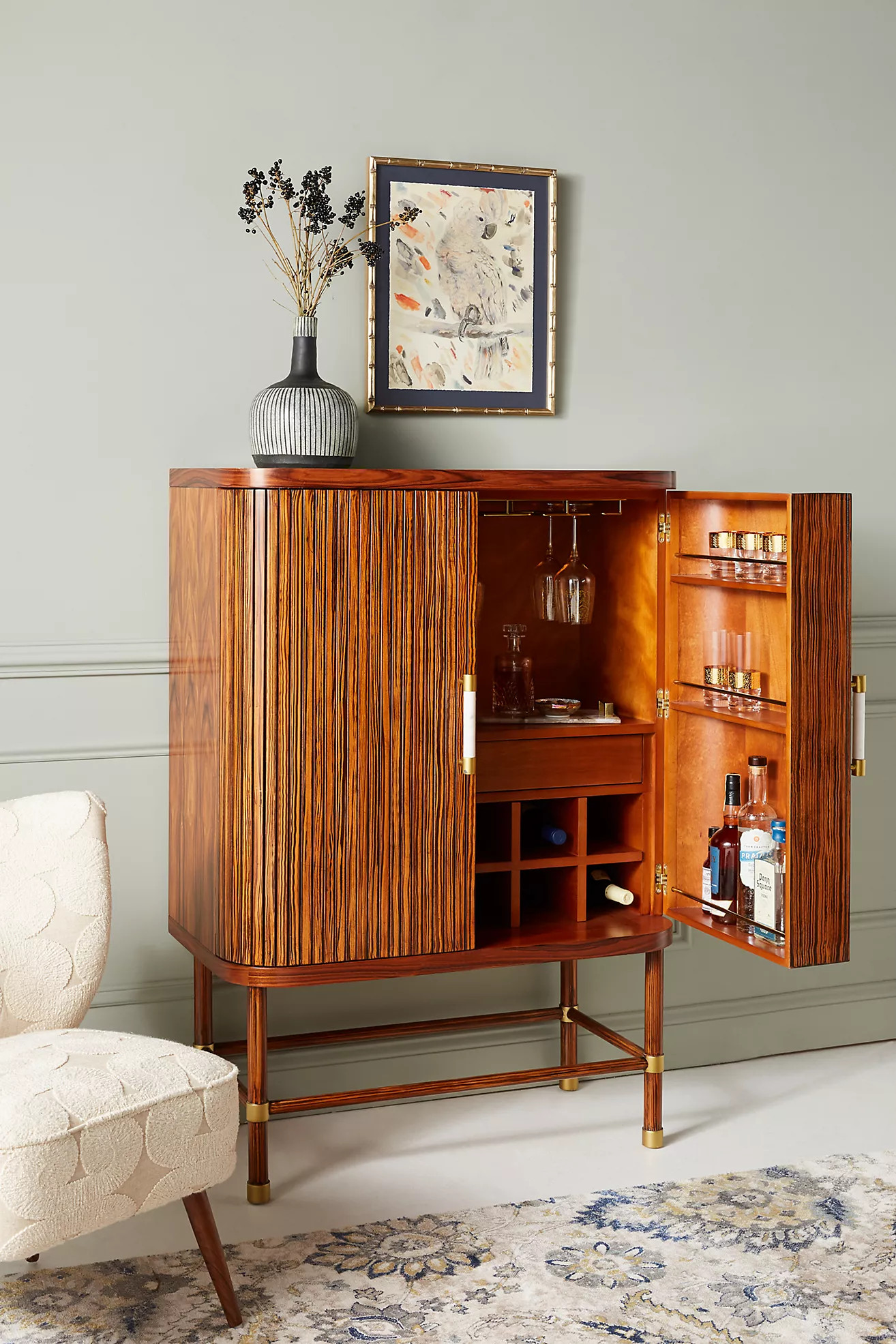 Deluxe Tamboured Bar Cabinet | Anthropologie (US)